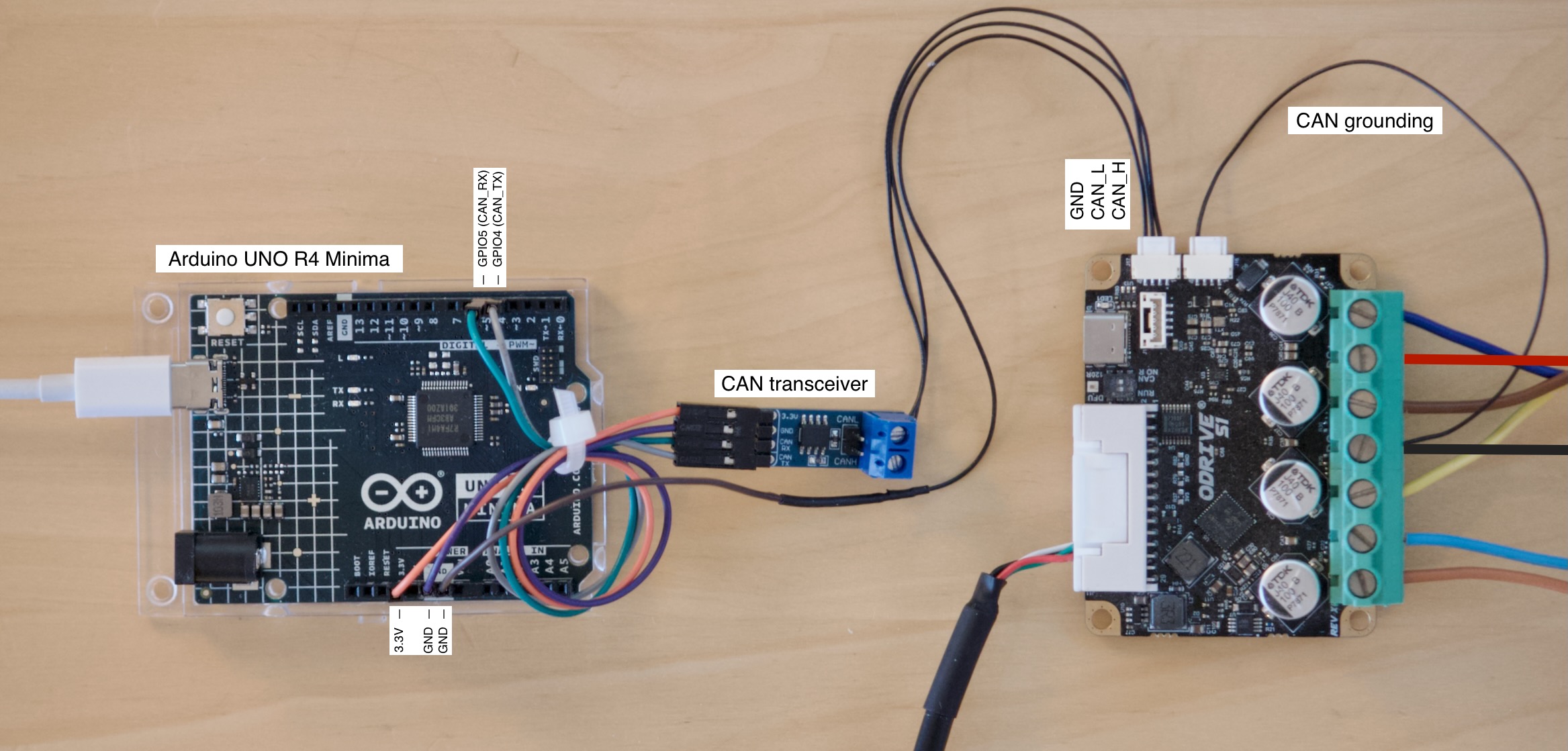 Arduino connected to ODrive S1 via CAN